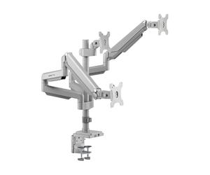 Tripp Lite Brazo Flexible de Aluminio para Tres monitores DDR1730TAL con Abrazadera de Mesa para Pantallas Planas de 17" a 30", Incluye Puertos USB y Audio