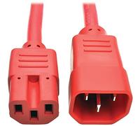 Tripp Lite - Cable (15A, 14 AWG (IEC-320-C14 a IEC-320-C15), Rojo, de 61 cm [2 pies], 0,6 m, Male connector / Female connector, C14 acoplador, C15 acoplador, SJT, Rojo)