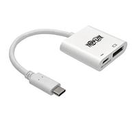 Tripp Lite Cable Adaptador Activo USB-C a DisplayPort con Ecualizador 8K HDR 60W PD de Carga, Blanco, 6 Pulgadas (U444-06N-DP8WC)
