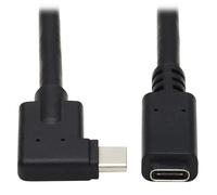 Tripp Lite Cable de extensión USB-C (M/F) - USB 3.2 Gen 2, Thunderbolt 3, Carga PD de 60 W, Enchufe en ángulo Derecho, Negro, 20 Pulgadas (1 pies) (U421-20N-G2-RA)