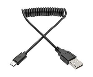 Tripp Lite Cable USB 2.0 de Alta Velocidad a USB Micro-B (M/M), en Espiral, USB Tipo A a Micro-B (U050-003-COIL)