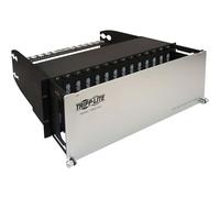 Tripp Lite Caja para 28 casetes de fibra de alta densidad, panel de conexión de montaje en rack 4U, 10 Gb, 40 Gb y equipos de 100/120 Gb, hasta 336 puertos LC dúplex (N482-04U)