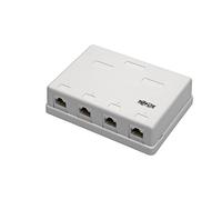 Tripp Lite Cat6 Caja de Montaje en Superficie de 4 Puertos preconfigurada sin blindaje 110 IDC Punchdown RJ45 Blanco (N236-004-WH)