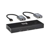 Tripp Lite Divisor DisplayPort a HDMI Serie de 2 Puertos + Extensor a través de Ethernet Cat6, Video de hasta 8K a 60Hz, 1 Entrada 2, DP 1.4, concentrador MST, Cumple con la TAA, Plug and Play, 1 año