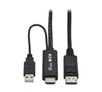 Tripp Lite Eaton - Adaptador HDMI a Puerto de Pantalla 4K a 60 Hz de 3 pies | Cable de extensión activo de 1 m / 3.3ft, macho a macho, Plug and Play, alimentación USB, negro, HDMI 1.4 / DisplayPort 1.2