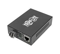 Tripp Lite Fibra óptica multimodo a RJ45 Ethernet, PoE+ 48 VDC, 10/100/1000 Mbps, Conectores LC, 850 NM, Cables de alimentación internacionales, se extiende hasta 550 m (N785-INT-PLCMM1)