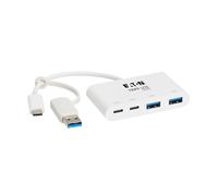 Tripp Lite Hub USB-C de 4 Puertos para Laptop, 2 Puertos USB-A y 2 Puertos USB-C, USB 3.2 Gen 2 con Transferencia de Datos de 10 Gbps, Compatible con Thunderbolt 3, no Necesita Software, Color Blanco