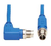 Tripp Lite M12 X-Code Cat6 1G UTP CMR-LP - Cable Ethernet (ángulo Recto M/M), IP68, PoE, Azul, 10 m (NM12-603-10M-BL)
