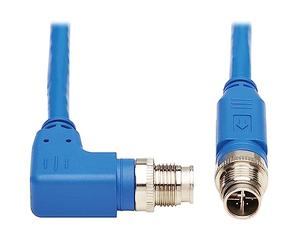Tripp Lite M12 X-Code Cat6 1G UTP CMR-LP - Cable Ethernet (ángulo Recto M/M), IP68, PoE, Azul, 3 m (NM12-603-03M-BL)