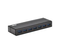 Tripp Lite Mini concentrador USB-A de 7 Puertos, USB 3.2 Gen 1, hasta 5 Gigabits por Segundo, Plug and Play, no Necesita Software, adaptadores de Enchufe internacionales para Reino Unido, UE y
