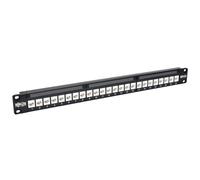 Tripp Lite N254-024-6A panel de parcheo 1U - Bahía de entrada (Cat6a, 10 Gigabit Ethernet, RJ45, Negro, 1U, TAA)