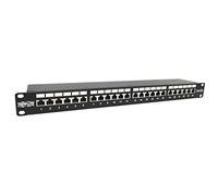 Tripp Lite Panel de conexión blindado Cat6a de 24 Puertos, RJ45, 10 Gbps, STP, 110 Punch Down, estándar de Montaje en Rack 1U de 19 Pulgadas, Cumple con TAA (N252-024-6A-SH)