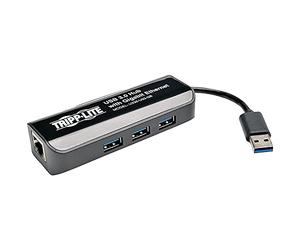 Tripp Lite U336-U03-GB - Adaptador de Red Gigabit Ethernet Nic (3 Puertos USB 3.0), Color Negro