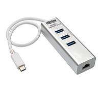 Tripp Lite U460-003-3A1G Concentrador/Adaptador portátil USB-C (Tipo-C), 3 Puertos USB-A y Puerto Gigabit Ethernet, USB 3.1 Gen 1, Compatible con Thunderbolt 3