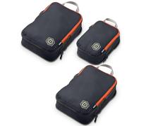 TRIPPED Travel Gear Compresión de Embalaje Conjunto de Cubos de Carryon Equipaje Resistente Ligero Viajes Organizador Bolsas con Cremallera Doble por (Gris/Naranja, Pieza 3)