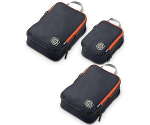 TRIPPED Travel Gear Compresión de embalaje conjunto de cubos de Carryon equipaje resistente ligero viajes organizador bolsas con cremallera doble por (gris/naranja, pieza 3)