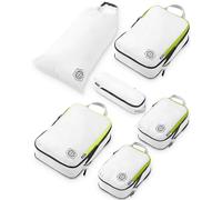 TRIPPED Travel Gear Compresión embalaje cubos 6 Piece Set Carryon equipaje resistente ligero viajes organizador bolsas con cremallera doble (blanco y verde)