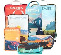 TRIPPED Travel Gear - Organizadores de equipaje extragrandes para viajes, juego de 7 piezas, bolsas de compresión ultraligeras y expandibles para ropa (parques nacionales)