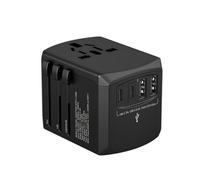 Tripper ADAPTATOR Adaptador Cargador de Viaje 15W Universal Xoopar Negro - Más de 150 Países - Todo en Uno con 2 USB Tipo-A y 2 USB-C - 120/220V