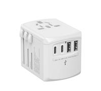 Tripper ADAPTATOR Cargador De Viaje 15W Universal Xoopar Blanco - 150+ Países - Todo en Uno con 2 USB Tipo-A y 2 USB-C - 110/230V