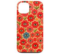 Trippy All Seeing Eyes Rojo Rosa Surrealista Flores Arte Carcasa para iPhone 13