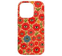 Trippy All Seeing Eyes Rojo Rosa Surrealista Flores Arte Carcasa para iPhone 14 Pro