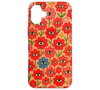 Trippy All Seeing Eyes Rojo Rosa Surrealista Flores Arte Carcasa para iPhone 16 Plus