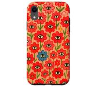 Trippy All Seeing Eyes Rojo Rosa Surrealista Flores Arte Carcasa para iPhone XR
