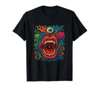 Trippy Art Surrealista Cara Loca Boca Alternativa Moda Camiseta