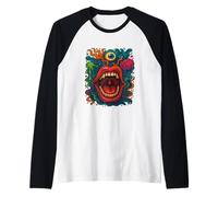 Trippy Art Surrealista Cara Loca Boca Alternativa Moda Camiseta Manga Raglan