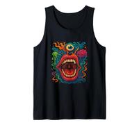 Trippy Art Surrealista Cara Loca Boca Alternativa Moda Camiseta sin Mangas