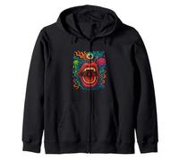 Trippy Art Surrealista Cara Loca Boca Alternativa Moda Sudadera con Capucha