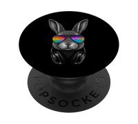 Trippy Bunny Usando Música Equalizer Gafas De Sol Auriculares PopSockets PopGrip Adhesivo