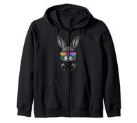 Trippy Bunny Usando Música Equalizer Gafas De Sol Auriculares Sudadera con Capucha