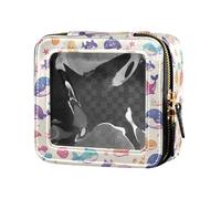 Trippy Mushrooms - Bolsa de maquillaje transparente de piel con diseño de hongos arcoíris para mujeres y niñas, organizador de cosméticos con cremallera, Animales marinos y criaturas del océano