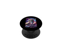 Trippy Space Cat DJ Fun Festival Party Art PopSockets PopGrip Adhesivo