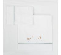 Tríptico sábanas 100% algodón cuna 60x120 Orbit (blanco/azul) de Bimbidreams Bimbi Dreams