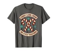 Tripulación de bastón de Caramelo de Navidad Nos pegamos Juntos Divertido Camiseta