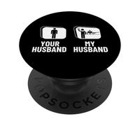 Tripulación de Cabina Su Esposo Mi Esposo Asistente de Vuelo Divertido PopSockets PopGrip Adhesivo