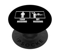 Tripulación de Cabina Su Esposo Mi Esposo Asistente de Vuelo Divertido PopSockets PopGrip Adhesivo