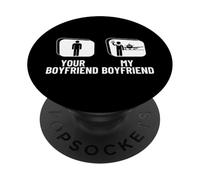 Tripulación de Cabina Tu Novio Mi Novio Auxiliar de Vuelo PopSockets PopGrip Adhesivo