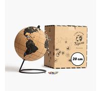 TRIPVEA Globo Terráqueo de Corcho 24 cm - Bola del Mundo con Chinchetas | Mapa viajero giratorio para marcar destinos, guardar recuerdos y decorar escritorios, estanterías o rincones de viaje