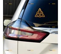 Triquetra nudo celta de la Trinidad símbolo pegatina de vinilo - Set de 3 doradas, 5.1cm, 7.6cm, 12.7cm - Sin fondo para coche barco portátil taza teléfono