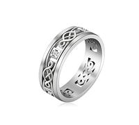 Triquetra Trinity - Anillo de Nudo de Brujas, Celta Irlandés, Claddagh, Vikingo Nórdico - Acero Inoxidable - Joyería para Hombres y Mujeres