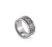 Triquetra Trinity - Anillo de nudo de brujas, nudo celta irlandés, anillo Claddagh, anillo de acero inoxidable, anillo vikingo nórdico, joyería para hombres y mujeres