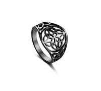 Triquetra Trinity - Anillo de nudo de brujas nudo celta irlandés anillo Claddagh anillo de acero inoxidable anillo vikingo nórdico joyería para hombres y mujeres