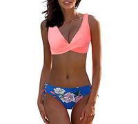 Triquini de Mujer Bikini Parte de Arriba Mujer Traje Baño Dividido Puntos con Correa Bikini Sexy para Bikinis Reductores Pecho Top Talla Grande (Pink XXL)