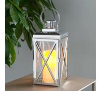 TRIROCKS Farol cuadrado de acero inoxidable de 35,5 cm de alto con cristal templado para decoración de interiores y exteriores