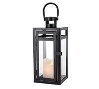TRIROCKS Farol Decorativo 30 cm Alto, Soporte de Vela de Metal con Vidrio Transparente, Ideal para Sala, Fiestas, Eventos y Mesa (Negro Mate)