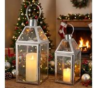 TRIROCKS Juego de 2 faroles decorativos de acero inoxidable